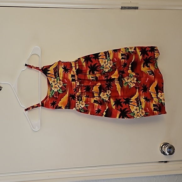 VTG HINALEA Made in Hawaii Girls Palm Tree Hibiscus Tie Back Sun Dress - Picture 4 of 8